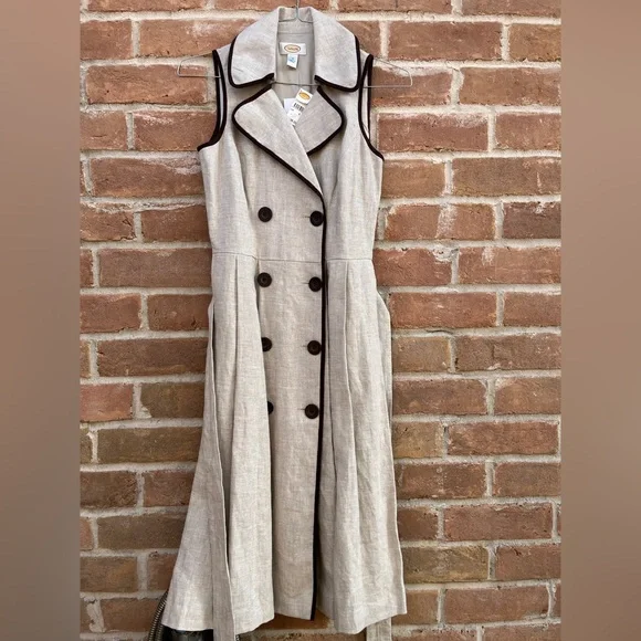 Talbots Linen Belted Trench Dress - Picture 2 of 12
